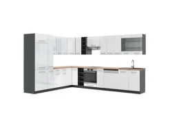 Clearance Vicco Fame-Line Eckküche /Anthrazit 347 x 257 cm AP Eiche ohne E-Geräte Herde|Winkelküchen