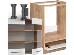 Discount Vicco Fame-Line Eckküche Weiß Hochglanz/Goldkraft Eiche 160 x 60 cm ohne Arbeitsplatte ohne E-Geräte Winkelküchen