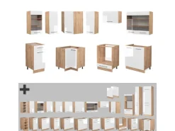 Discount Vicco Fame-Line Eckküche Weiß Hochglanz/Goldkraft Eiche 160 x 60 cm ohne Arbeitsplatte ohne E-Geräte Winkelküchen