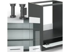 Winkelküchen<Vicco Fame-Line Eckküche /Anthrazit 160 x 190 cm AP Eiche ohne E-Geräte Weiß Hochglanz