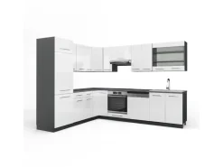 Outlet Vicco Fame-Line Eckküche /Anthrazit 227 x 60 cm ohne Arbeitsplatte ohne E-Geräte Weiß Hochglanz