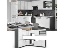 Outlet Vicco Fame-Line Eckküche /Anthrazit 227 x 60 cm ohne Arbeitsplatte ohne E-Geräte Weiß Hochglanz
