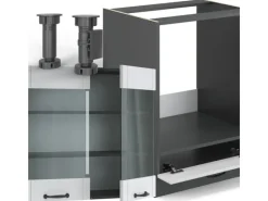 Outlet Vicco Fame-Line Eckküche Weiß Landhaus/Anthrazit 160 x 190 cm AP Eiche ohne E-Geräte Winkelküchen|Küchenschränke