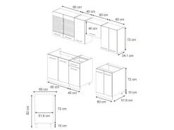 Sale Vicco Fame-Line Küchenschränke -Gold Landhaus/Anthrazit 240 cm AP Anthrazit ohne E-Geräte Einbauküchen
