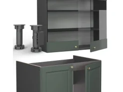 Sale Vicco Fame-Line Küchenschränke -Gold Landhaus/Anthrazit 240 cm AP Anthrazit ohne E-Geräte Einbauküchen