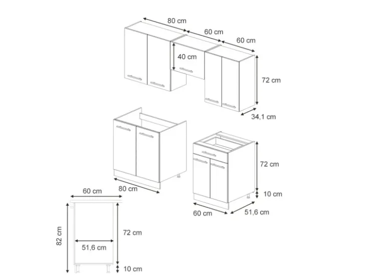 Discount Vicco Fame-Line Küchenschränke Eiche Paneel/Weiß 200 cm AP Marmor ohne E-Geräte Berghütten Eiche