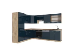 Outlet Vicco Fame-Line Küchenschränke Hochglanz/Goldkraft Eiche 227 x 60 cm ohne Arbeitsplatte ohne E-Geräte Winkelküchen