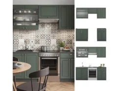Outlet Vicco Fame-Line Küchenschränke -Gold Landhaus/Anthrazit 200 cm AP Eiche ohne E-Geräte Einbauküchen