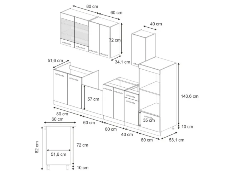Discount Vicco Fame-Line Küchenschränke Hochglanz/Anthrazit 300 cm mit HochschrankAP Anthrazit ohne E-Geräte Einbauküchen