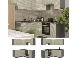 Clearance Vicco Fame-Line Küchenschränke Eiche Paneel/Anthrazit 160 x 60 cm ohne Arbeitsplatte ohne E-Geräte Brauhaus Eiche