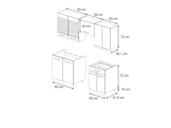 Clearance Vicco Fame-Line Küchenschränke Hochglanz/Weiß 200 cm AP Anthrazit ohne E-Geräte Dunkelblau