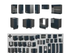 Discount Vicco Fame-Line Küchenschränke Hochglanz/Anthrazit 160 x 60 cm ohne Arbeitsplatte ohne E-Geräte Dunkelblau