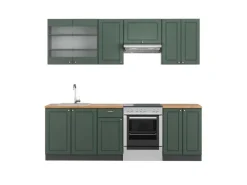 Clearance Vicco Fame-Line Küchenschränke -Gold Landhaus/Anthrazit 240 cm AP Eiche ohne E-Geräte Einbauküchen