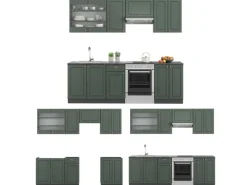 Clearance Vicco Fame-Line Küchenschränke -Gold Landhaus/Anthrazit 240 cm AP Eiche ohne E-Geräte Einbauküchen