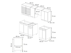 Clearance Vicco Fame-Line Küchenschränke -Gold Landhaus/Anthrazit 240 cm AP Eiche ohne E-Geräte Einbauküchen