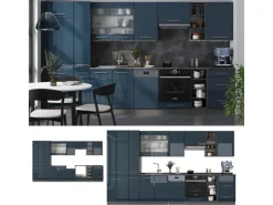 Vicco Fame-Line Küchenschränke Hochglanz/Anthrazit 355 cm ohne Arbeitsplatte ohne E-Geräte Pantryküchen|Winkelküchen