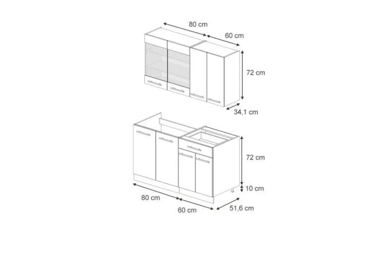 Vicco Fame-Line Küchenschränke Hochglanz/Weiß 140 cm AP Eiche ohne E-Geräte Dunkelblau