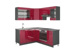 Online Vicco Fame-Line Küchenschränke Bordeaux Hochglanz/Anthrazit 160 x 60 cm ohne Arbeitsplatte ohne E-Geräte Brilliant Bordeaux