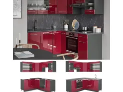 Online Vicco Fame-Line Küchenschränke Bordeaux Hochglanz/Anthrazit 160 x 60 cm ohne Arbeitsplatte ohne E-Geräte Brilliant Bordeaux