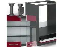 Online Vicco Fame-Line Küchenschränke Bordeaux Hochglanz/Anthrazit 160 x 60 cm ohne Arbeitsplatte ohne E-Geräte Brilliant Bordeaux