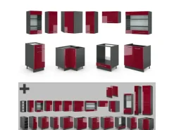 Online Vicco Fame-Line Küchenschränke Bordeaux Hochglanz/Anthrazit 160 x 60 cm ohne Arbeitsplatte ohne E-Geräte Brilliant Bordeaux