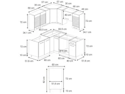 Best Vicco Fame-Line Küchenschränke Hochglanz/Goldkraft Eiche 160 x 60 cm ohne Arbeitsplatte ohne E-Geräte Zubehör Für Küchenarmatur|Winkelküchen