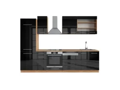 Clearance Vicco Fame-Line Küchenzeile /Goldkraft Eiche 300 cm ohne Arbeitsplatte ohne E-Geräte Anthrazit Hochglanz