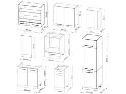 Clearance Vicco Fame-Line Küchenzeile /Goldkraft Eiche 300 cm ohne Arbeitsplatte ohne E-Geräte Anthrazit Hochglanz