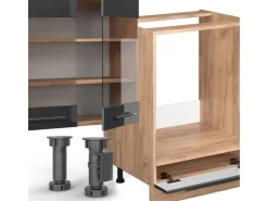 Clearance Vicco Fame-Line Küchenzeile /Goldkraft Eiche 300 cm ohne Arbeitsplatte ohne E-Geräte Anthrazit Hochglanz