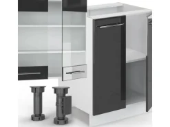 Best Vicco Fame-Line Küchenzeile /Weiß 300 cm mit HochschrankAP Marmor ohne E-Geräte Anthrazit Hochglanz