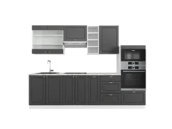 Vicco Fame-Line Küchenzeile Anthrazit Landhaus/Goldkraft Eiche 235 cm ohne Arbeitsplatte ohne E-Geräte Einbauküchen