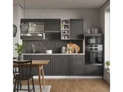 Vicco Fame-Line Küchenzeile Anthrazit Landhaus/Goldkraft Eiche 235 cm ohne Arbeitsplatte ohne E-Geräte Einbauküchen