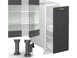 Vicco Fame-Line Küchenzeile Anthrazit Landhaus/Goldkraft Eiche 235 cm ohne Arbeitsplatte ohne E-Geräte Einbauküchen