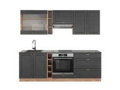 Clearance Vicco Fame-Line Küchenzeile Anthrazit Landhaus/Goldkraft Eiche 235 cm AP Anthrazit ohne E-Geräte Herde|Einbauküchen