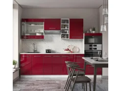 Einbauküchen<Vicco Fame-Line Küchenzeile Bordeaux Hochglanz/Weiß 280 cm AP Marmor ohne E-Geräte Brilliant Bordeaux
