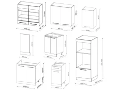 Sale Vicco Fame-Line Küchenzeile Bordeaux Hochglanz/Weiß 300 cm mit Hochschrankohne Arbeitsplatte ohne E-Geräte Einbauküchen