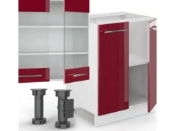 Sale Vicco Fame-Line Küchenzeile Bordeaux Hochglanz/Weiß 300 cm mit Hochschrankohne Arbeitsplatte ohne E-Geräte Einbauküchen