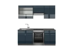 Clearance Vicco Fame-Line Küchenzeile Hochglanz/Anthrazit 200 cm ohne Arbeitsplatte ohne E-Geräte Einbauküchen