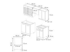 Clearance Vicco Fame-Line Küchenzeile Hochglanz/Anthrazit 200 cm ohne Arbeitsplatte ohne E-Geräte Einbauküchen
