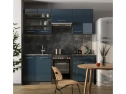 Clearance Vicco Fame-Line Küchenzeile Hochglanz/Anthrazit 200 cm ohne Arbeitsplatte ohne E-Geräte Einbauküchen