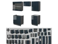 Clearance Vicco Fame-Line Küchenzeile Hochglanz/Anthrazit 200 cm ohne Arbeitsplatte ohne E-Geräte Einbauküchen