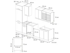 Discount Vicco Fame-Line Küchenzeile Hochglanz/Goldkraft Eiche 300 cm ohne Arbeitsplatte ohne E-Geräte Dunkelblau