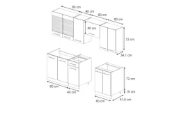 Best Vicco Fame-Line Küchenzeile Hochglanz/Anthrazit 240 cm AP Eiche ohne E-Geräte Kühlschränke|Einbauküchen