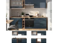 Online Vicco Fame-Line Küchenzeile Hochglanz/Goldkraft Eiche 235 cm ohne Arbeitsplatte ohne E-Geräte Einbauküchen