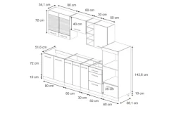 Discount Vicco Fame-Line Küchenzeile Hochglanz/Anthrazit 280 cm AP Eiche ohne E-Geräte Dunkelblau