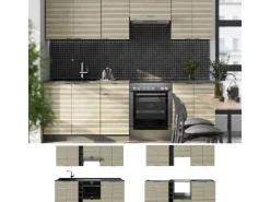 Einbauküchen<Vicco Fame-Line Küchenzeile Eiche Paneel/Anthrazit 235 cm AP Anthrazit ohne E-Geräte Brauhaus Eiche