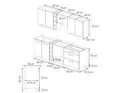 Einbauküchen<Vicco Fame-Line Küchenzeile Eiche Paneel/Anthrazit 235 cm AP Anthrazit ohne E-Geräte Brauhaus Eiche