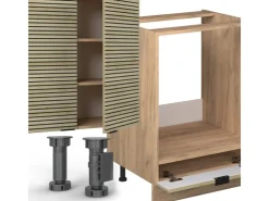 Best Vicco Fame-Line Küchenzeile Eiche Paneel/Goldkraft Eiche 300 cm ohne Arbeitsplatte ohne E-Geräte Berghütten Eiche