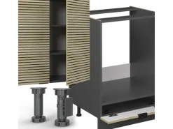 Discount Vicco Fame-Line Küchenzeile Eiche Paneel/Anthrazit 300 cm AP Anthrazit ohne E-Geräte Kochfelder|Kühlschränke