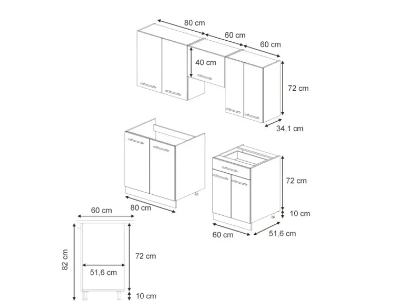 Discount Vicco Fame-Line Küchenzeile Eiche Paneel/Weiß 200 cm AP Anthrazit ohne E-Geräte Einbauküchen